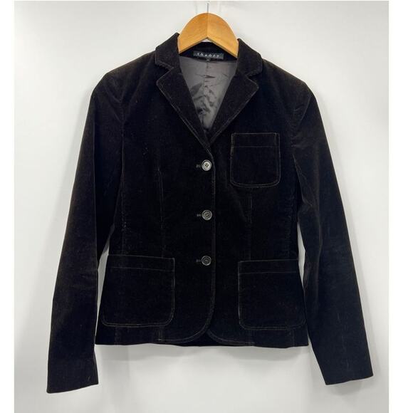 Theory Blazer Corduroy Womens‎ Two-Button Single-Breasted Pockets Brown Size 4 - Picture 1 of 7